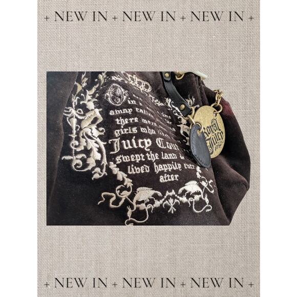 Y2K Juicy Couture Royal Juicy 'Once Upon a Time' Daydreamer Bag – Black Velour - Picture 10 of 15